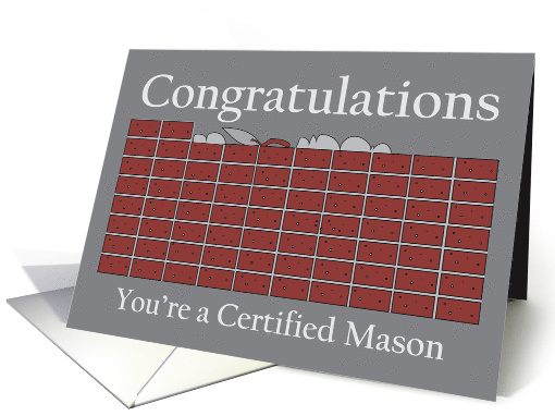 Congratulations to Certified Mason, Brick Wall, Trowel & Cement card