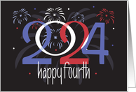 Hand Lettered Fourth of July 2024 Red White, Blue Firework Explosions card
