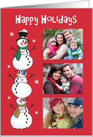 Christmas Trio of Custom Photos, with Three Stacked Snowmen card
