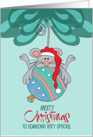 Hand Lettered Christmas Mouse with Ornament Beneath Christmas Tree card