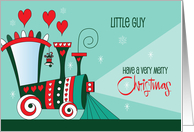 Hand Lettered Christmas for Little Guy with Gingerbread Train Engine card