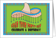 Cinco de Mayo Birthday Party Invitation with Grab Your Party Hat card