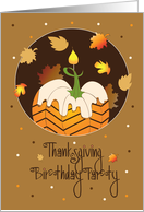 Thanksgiving Birthday Party Invitation with Frosted Pumpkin Cake card