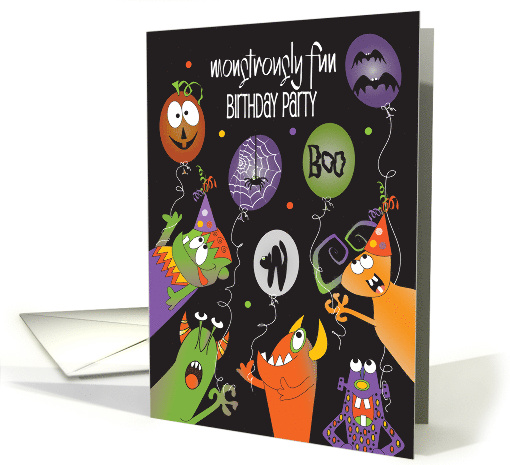 Monstrously Fun Halloween Birthday Party Invitation with Monsters card
