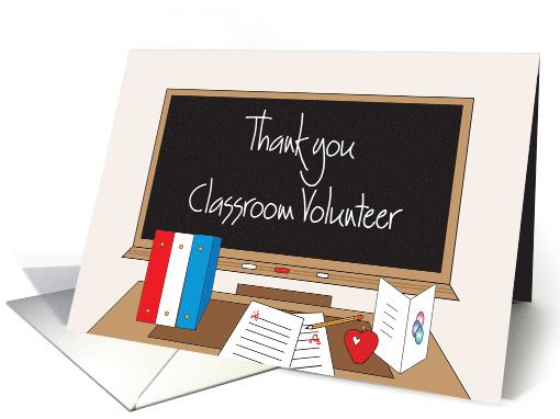 Thank you Classroom Volunteer with Chalk Hand Lettering and Apple card