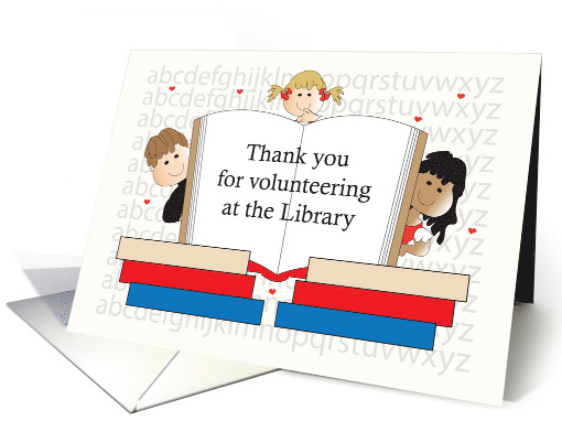 Thank you to School Library Volunteer, Children & Open Book card