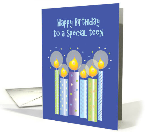 Birthday for Teen Boy, Patterned Candles with Confetti card (1471940)