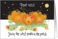 Halloween for Great Niece, Cutest Punkin in the Patch card