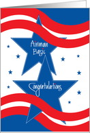 Military Promotion for Airman Basic Rolling Patriotic Stripes & Stars card