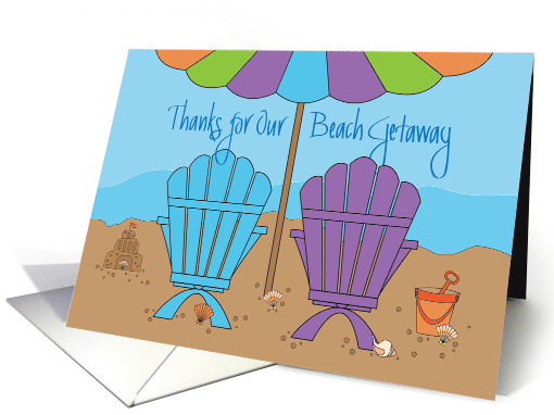 Thank You for Our Beach Getaway, Beach Chairs & Rolling Waves card