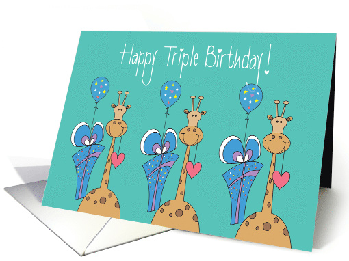 Birthday for Triplets, Three Giraffes with Hearts,... (1474038)