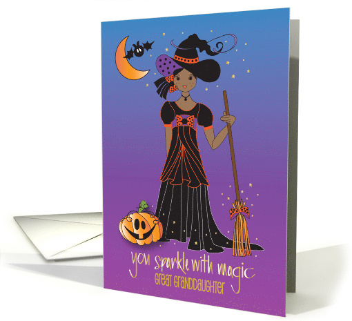 Halloween Sweet Witch Princess for Great Granddaughter of Color card