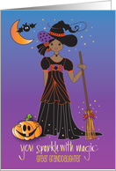Halloween Sweet Witch Princess for Great Granddaughter of Color card