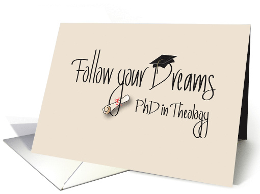 Graduation Congratulations PhD in Theology, Diploma & Hat card