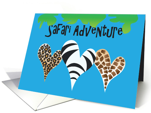 Safari Adventure Trip Good Wishes, Trio of Hearts & Animal Prints card