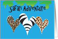Safari Adventure Trip Good Wishes, Trio of Hearts & Animal Prints card