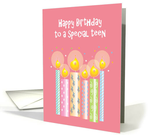 Birthday for Teen or Tween Girl, Patterned Candles & Confetti card