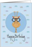 Birthday from Eye Doctor to Patient, Giraffe with Eyeglasses card