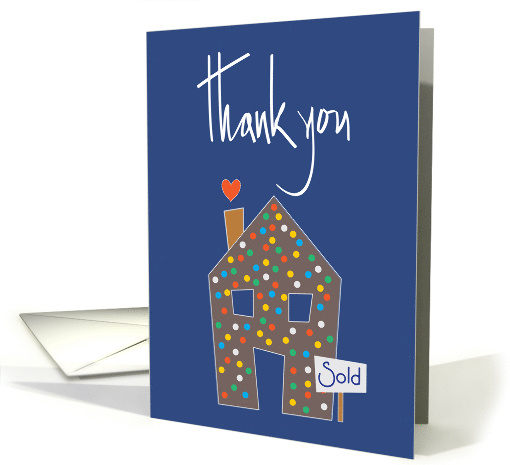 Thank you Realtor for Referral with Stylized House and Sold Sign card