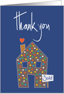 Thank you Realtor for Referral with Stylized House and Sold Sign card