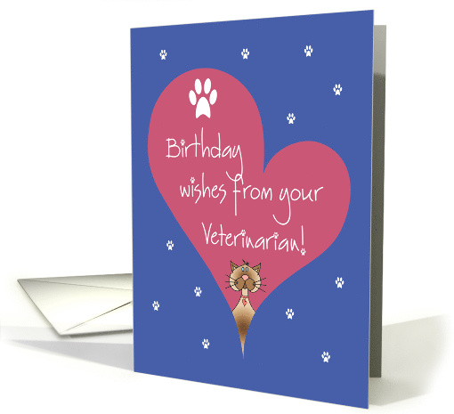Birthday from Veterinarian to Pet Cat, Heart with Cat &... (1476322)