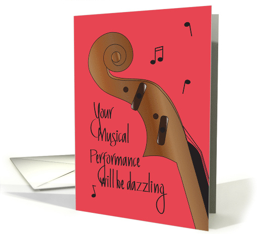 Good Luck on Musical Performance, Wooden Cello with Notes card