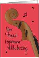 Good Luck on Musical Performance, Wooden Cello with Notes card