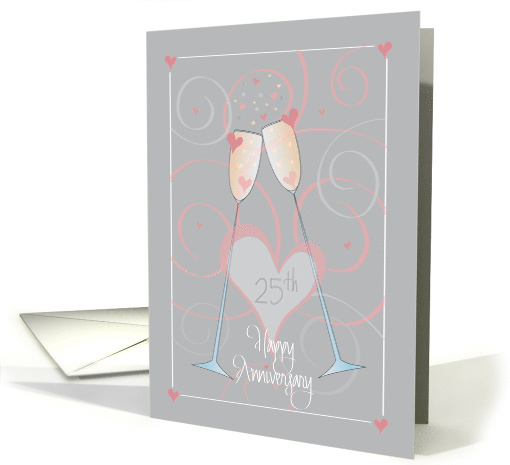 25th Anniversary for Spouse Silver Toasting Heart-Filled Flutes card