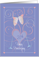 20th Anniversary for Spouse with Toasting Heart-Filled Flutes of Love card