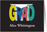 Graduation Congratulations Grad Overlapping Letters with Custom Name card