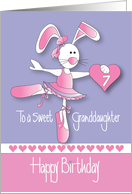 7th Birthday Granddaughter Ballet Bunny on Toe Shoe Holding Heart card