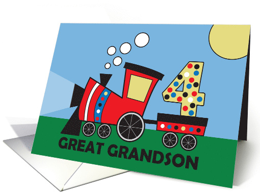 4th Birthday for Great Grandson Polka Dot Train Engine... (1479258)