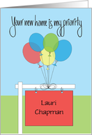 Realtor Advertisement with Personalized Home Sign & Balloons card