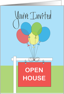 Realtor Open House Invitation, Balloons and Open House Sign card