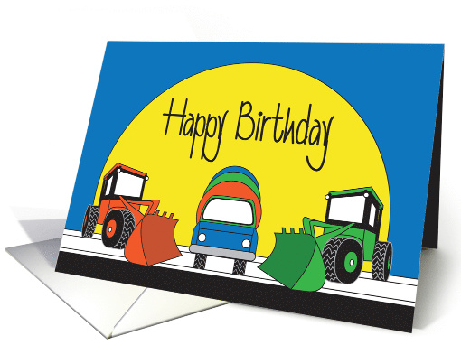 Birthday for Kids, For Boy with Colorful Construction Equipment card