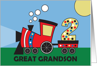2nd Birthday for Great Grandson with Polka Dot Train and Number 2 card