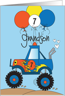Hand Lettered Grandson’s 7th Birthday Monster Truck with Balloons card