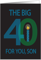 40th Birthday for Son, The Big 4-0 with Numbers & Candle card