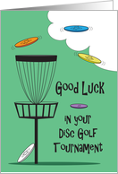 Good Luck in Disc Golf Tournament, Flying Discs and Basket card