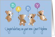 Congratulations on New Great Nephew, 4 Bears & BABY Balloons card