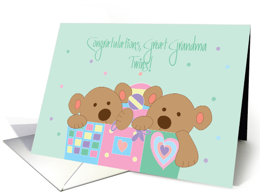 Congratulations Great Grandma on New Twins, with 2 Bears card