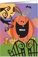 Niece Halloween Smiling Jack O’ Lantern to Customize Relationship card