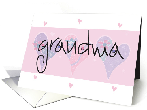 Grandparents Day for Step Grandma, Hearts & Hand Lettering card