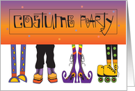 Invitation to Halloween Costume Party Monster, Frank and Witch Feet card