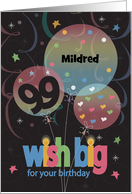 Birthday for 99 Year Old, Wish Big Three Balloons with Custom Name card