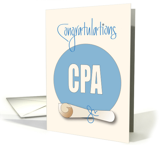 Congratulations for CPA License, Rolled Diploma & Hand Lettering card