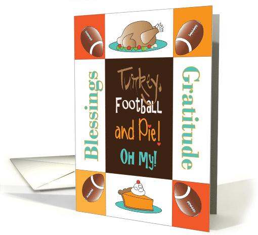 Invitation to Thanksgiving Feast, Turkey, Pie and Football card