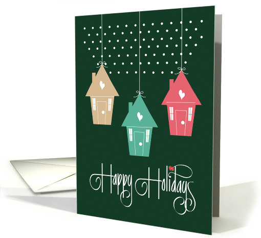 Christmas from Realtor, Trio of House Ornaments & Hand Lettering card