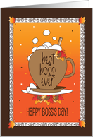 Boss’s Day for Boss From All of Us, with Fall Cup of Latt & Leaves card