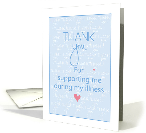 Thank you for Support During Illness, Hand Lettering & Hearts card